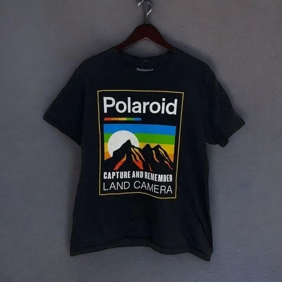 Polaroid Dark Tee with Vibrant Mountain Design - Picture 1 of 6